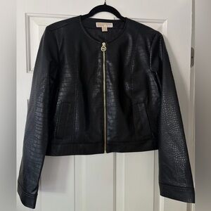 MICHAEL Michael Kors Faux Leather Croc-Embossed Jacket - Black - Size M - NWOT